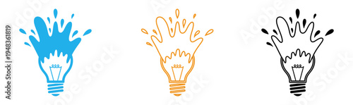 Colorful light bulb ideas with paint splash