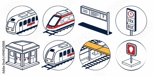 a collection of train station icons Vector
