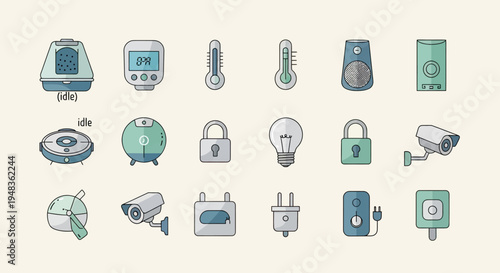 A collection of icons representing smart home devices and accessories