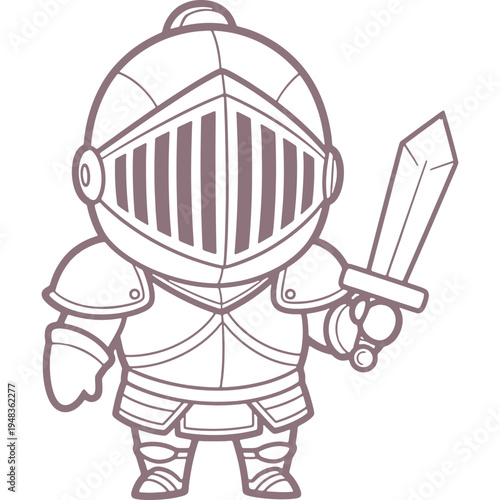 Chibi Knight Holding Sword Illustration