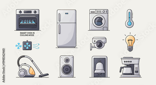 Assortment of smart home appliance icons
