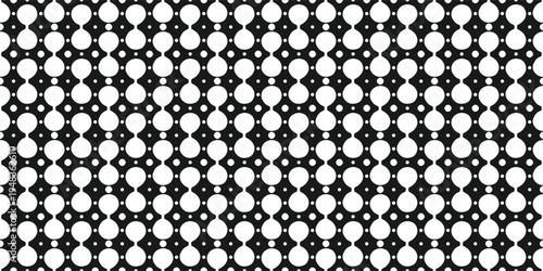 Seamless abstract pattern with black and white geometric circles. Repeating circular shapes