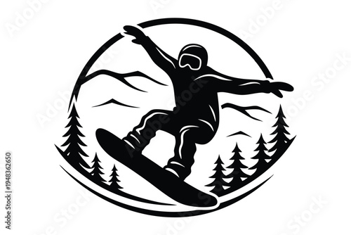 Striking silhouette of a snowboarder executing a spectacular jump in the snow