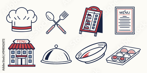 a collection of restaurant and food icons Vector