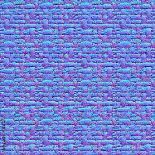 Woven Basket Weave Normal Map Texture, Seamless Textile Fabric Background