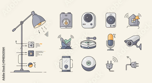 Smart home devices and icons a collection of connected technology