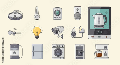 Collection of smart home devices and kitchen appliances