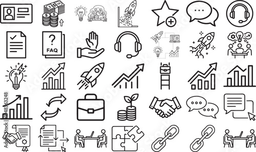 Corporate Operations and Customer Support Management Icon Set