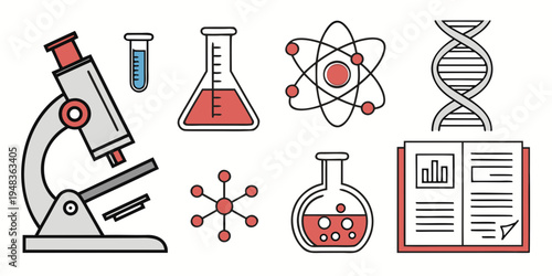 science and research icons Vector