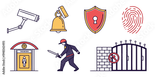 security icons including man with knife Vector