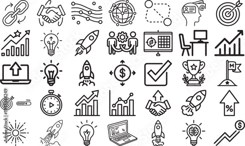 Global Connectivity and Corporate Partnership Business Success Icon Pack