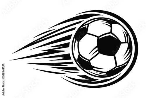 Soccer ball with vibrant motion trails, symbolizing a fast-paced game