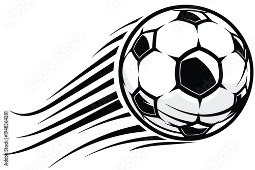 Soccer ball with trailing motion lines, representing fast-paced athletic play
