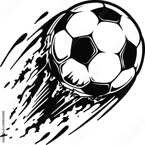Dynamic Soccer Ball With Motion Trails Vector Graphic