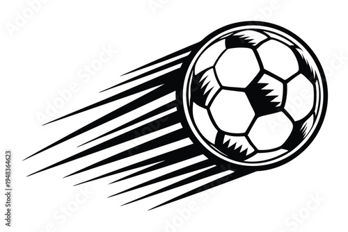 Energetic Soccer Ball Trails Vector Illustration