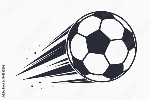 Energetic soccer ball with speed streaks, capturing the thrill of the game.