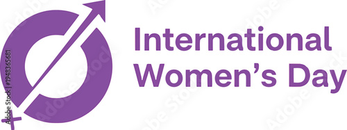 International Women's Day logo with purple circle and arrow symbol