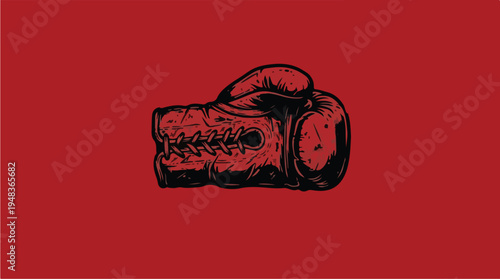 Scary Red Boxing Glove Illustration.