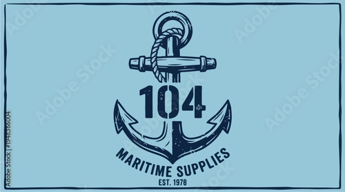 Vintage Anchor Maritime Supplies Logo Design.