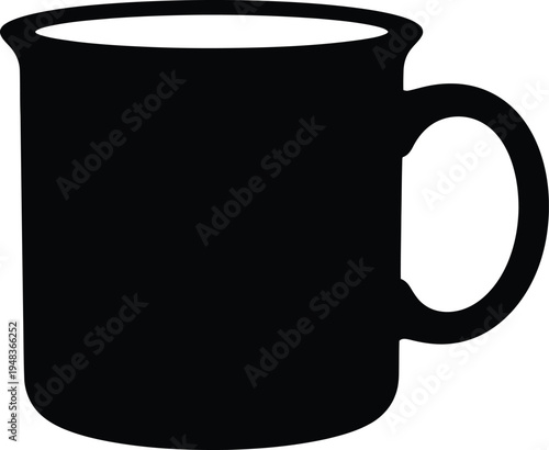 Black coffee mug with handle on right side simple design