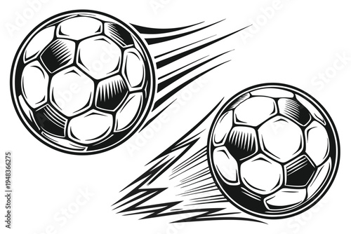 High-Speed Soccer Ball Vector Art with Motion Streaks and Blurry Effect