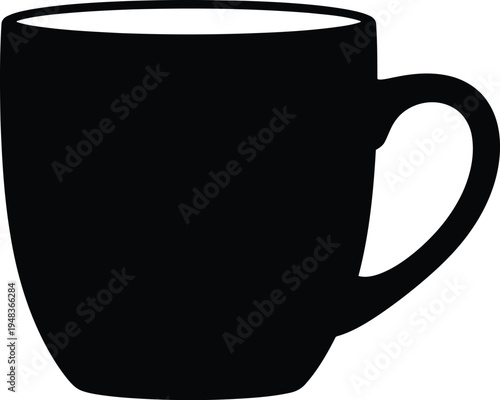 Black coffee mug with handle on right side simple design