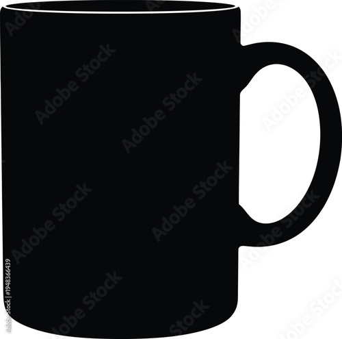 Black coffee mug with handle on right side simple design