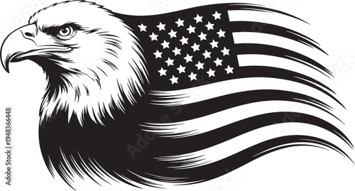 Bald eagle with american flag wings, patriotic symbol, freedom, national pride, usa