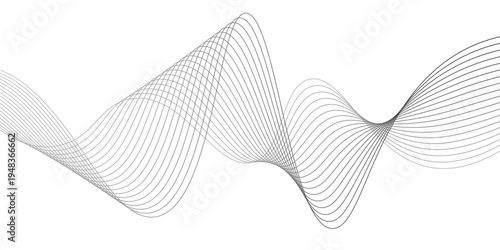 Abstract black and white dynamic wave background with flowing lines and rhythmic motion for tech and creative design