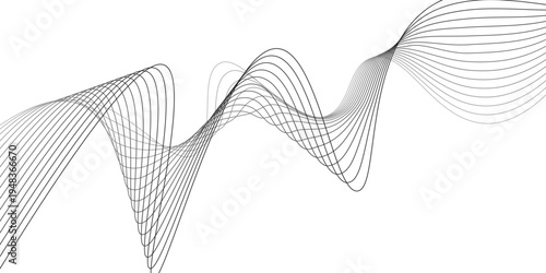 Abstract black and white dynamic wave background with flowing lines and rhythmic motion for tech and creative design