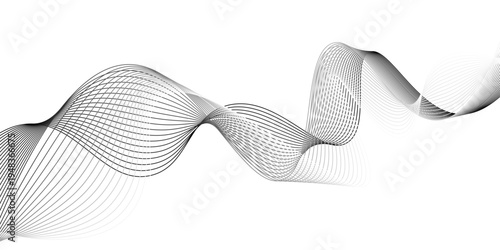 Abstract black and white dynamic wave background with flowing lines and rhythmic motion for tech and creative design