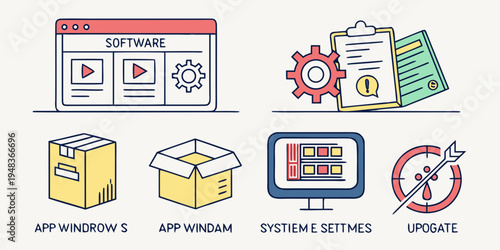 a collection of icons related to app store optimization Vector