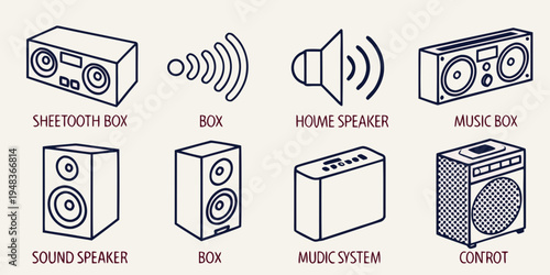 a collection of eight different speaker icons Vector
