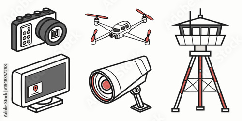 a collection of surveillance and photography devices Vector