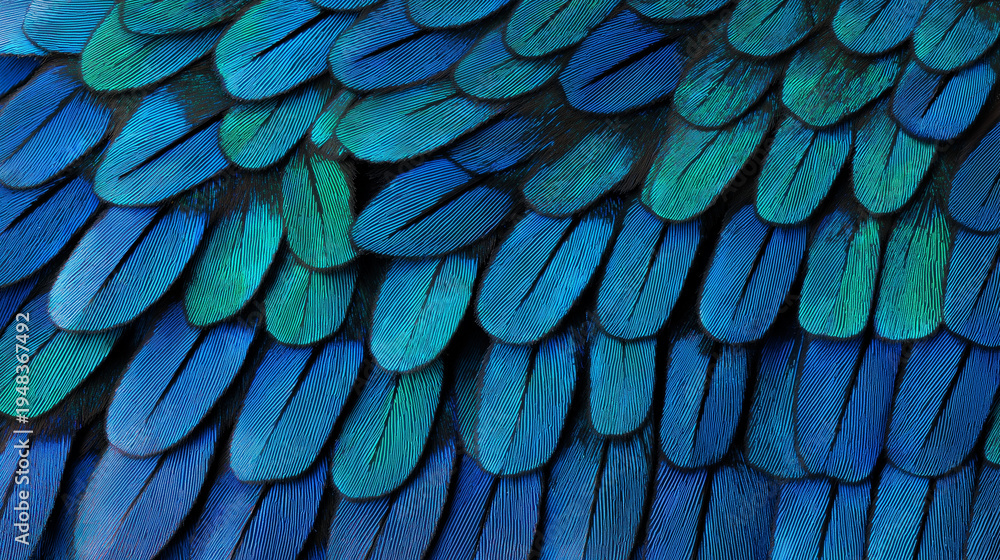 Obraz premium Microscopic Close-Up of a Morpho Butterfly Wing with Iridescent Scales
