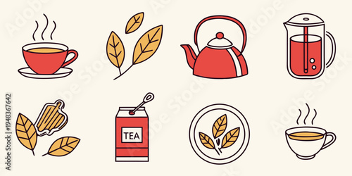 a collection of coffee and wheat icons Vector