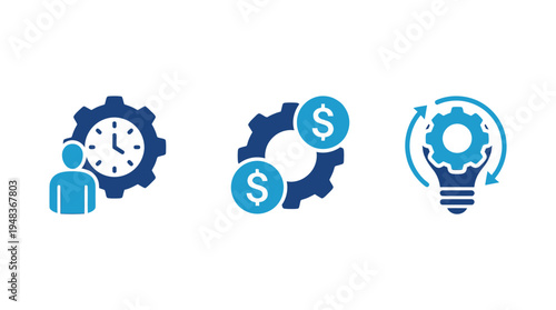 Business Productivity Icons Set For Time Management Concepts