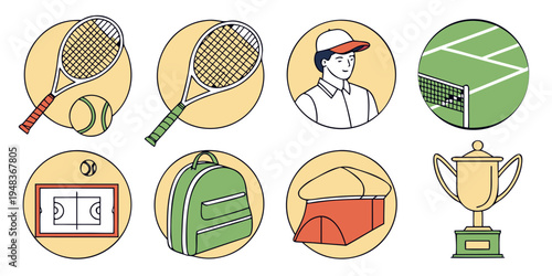 collection of sports equipment and awards Vector