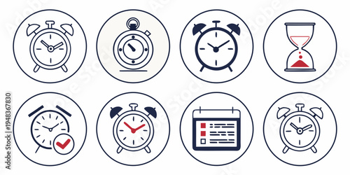 a set of clock and alarm icons Vector