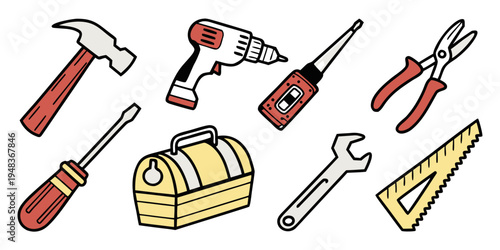 a collection of various hand tools Vector