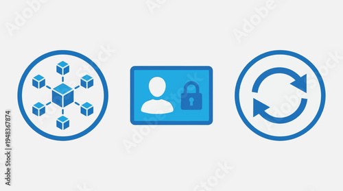 Blue Icons For Network Security And Data Protection Concepts