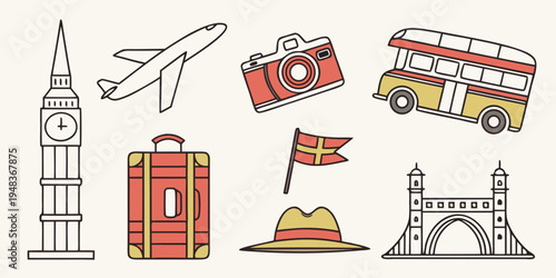a collection of travel related icons and symbols Vector