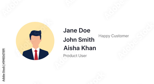 A profile icon of a man is displayed next to a list of names and customer roles.