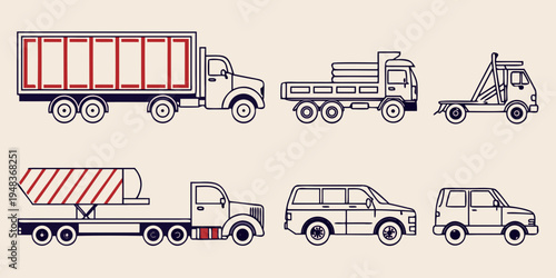 a collection of different types of trucks and vehicles Vector