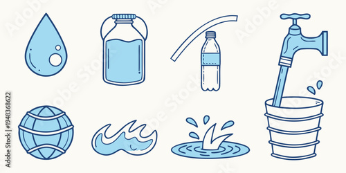 a collection of blue water icons and symbols Vector