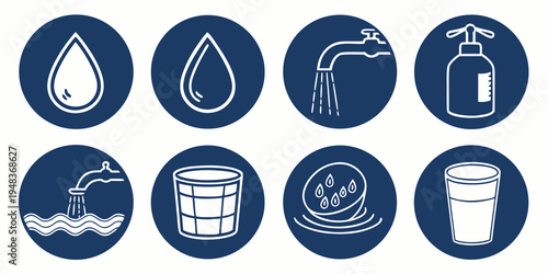 icons of different water related objects and symbols Vector