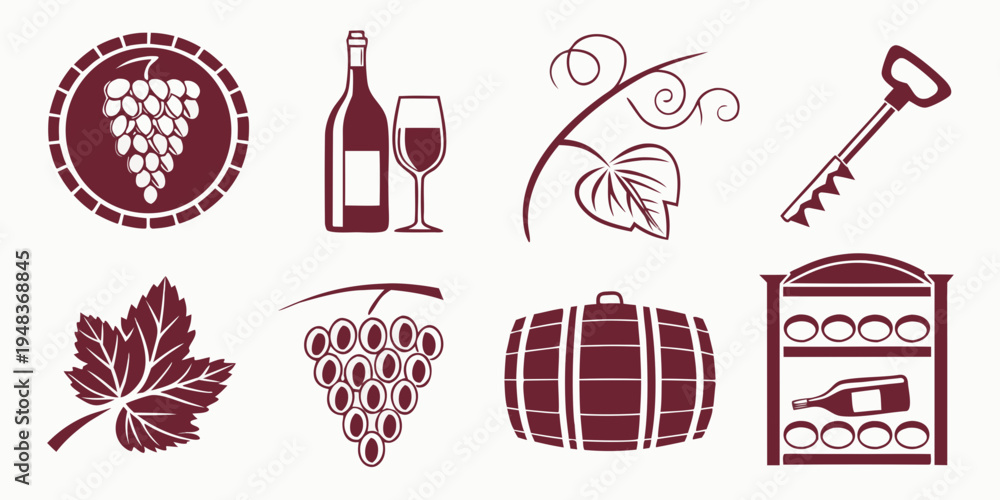 Fototapeta premium wine and vineyard icons in a set Vector