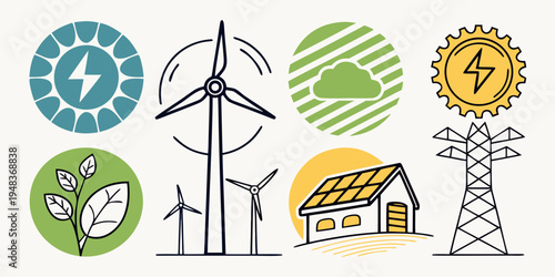 renewable energy sources icons Vector