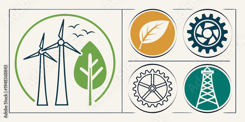 renewable energy and industrial icons Vector