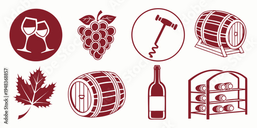wine and vineyard icons Vector